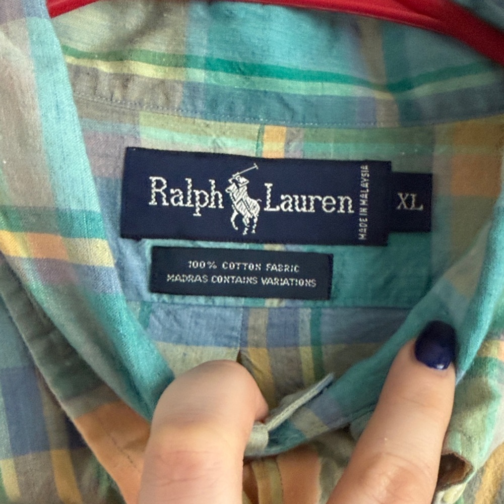 Ralph Lauren Blue and Green Plaid Shirt